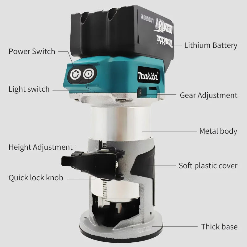 Makita DRT50 Cordless Trimmer Brushless Rechargeable Trimming Machine Slotting Tool Milling Woodwork Engraving Machine