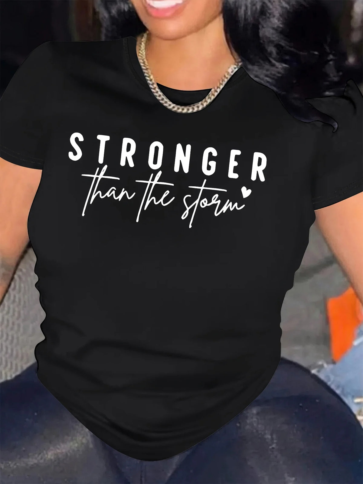 Summer Fashion Women's Short Sleeve T-shirt Letter Print Round Neck Solid Color European American Style 2026