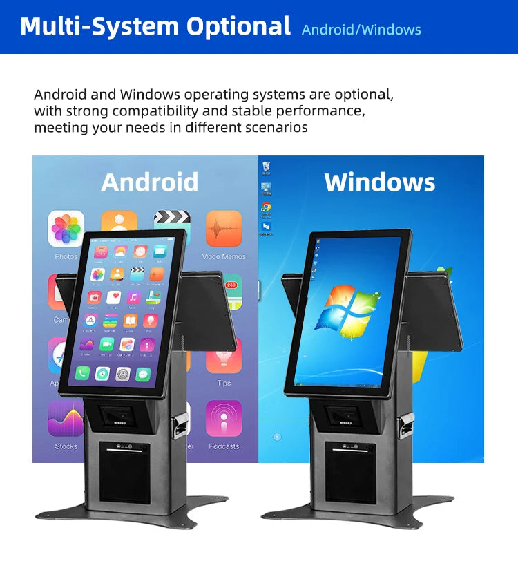 15.6Inch Desktop Self Service Kiosk Touch Screen Printer Scanner POS Holder Payment Kiosk Windows/Android for Shop Pharmacy