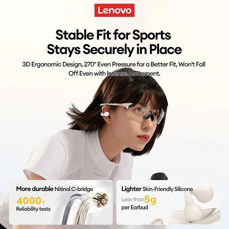 New Lenovo LP25 OWS Wireless Bluetooth 5.4 Clip Headphones Long Battery Life Gaming Headset HIFI Surround Sound Earbuds With Mic