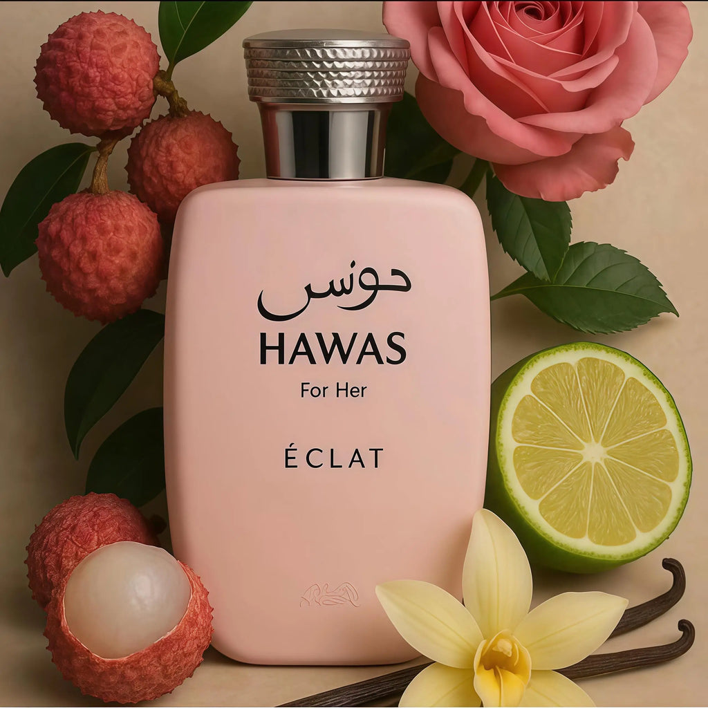 Rasasi Hawas Éclat for Her Eau de Parfum 100ML, Fresh Floral Sensual Scent for Women, Elegant Bottle, Ideal for Gifting