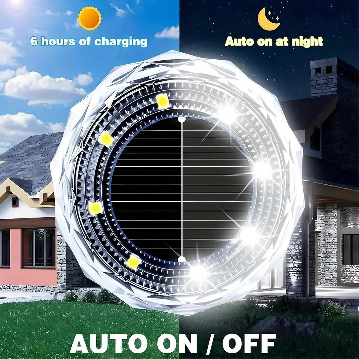 2/4pcs Solar Ground Lights 8LEDs Solar Lights Outdoor Bright LED Solar Disk Lights Outdoor Garden Pathway Driveway Lawn Lights