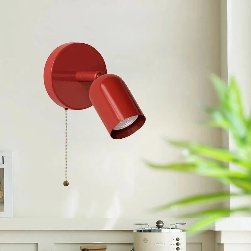 IWHD Nordic Modern LED Wall Lamp Sconce Pull Chain Switch Bedroom Living Room Corridor Cream Style Stair Light Fixture Luminaria