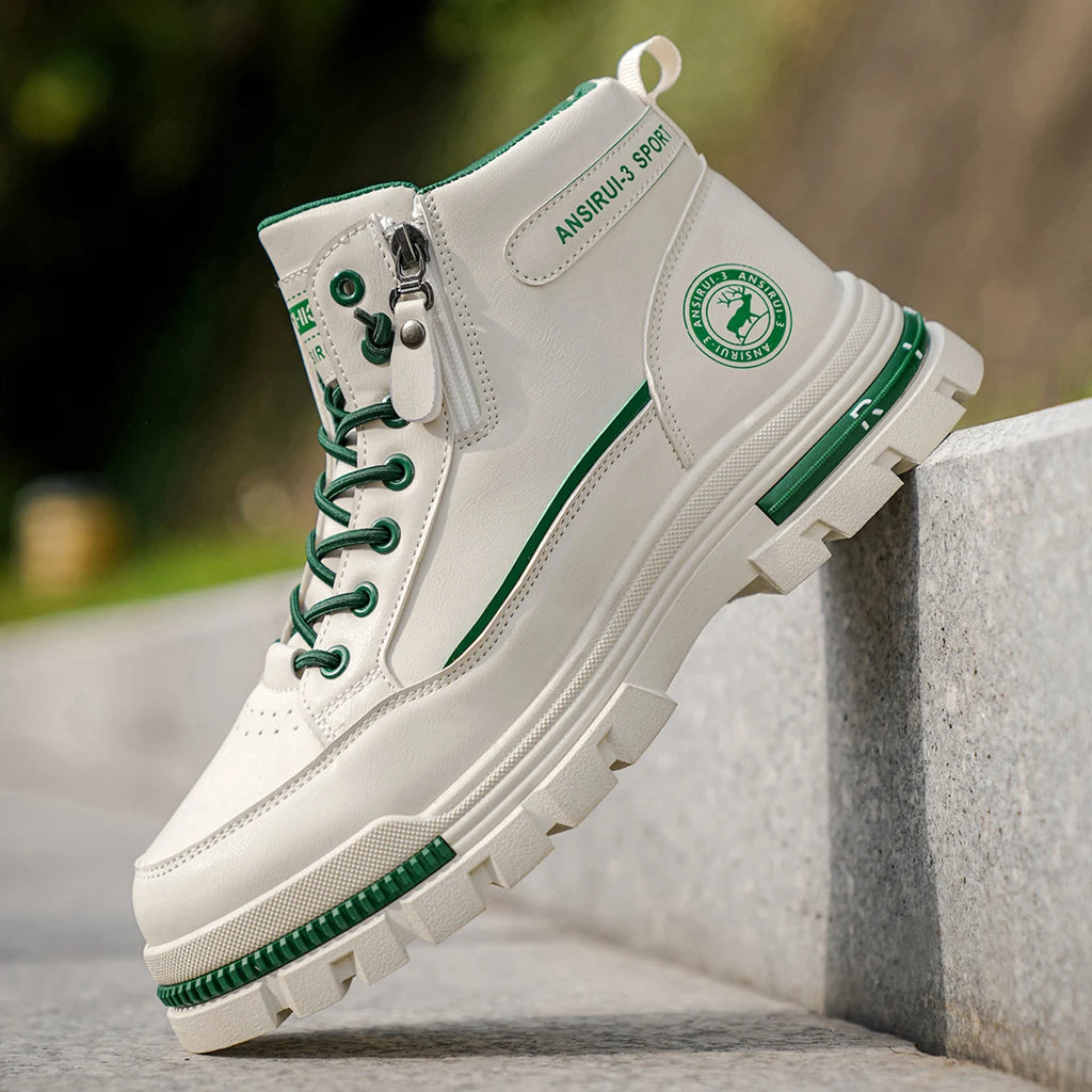 Men's high top denim boots, casual sports shoes, trendy and fashionable men's boots - Beauty