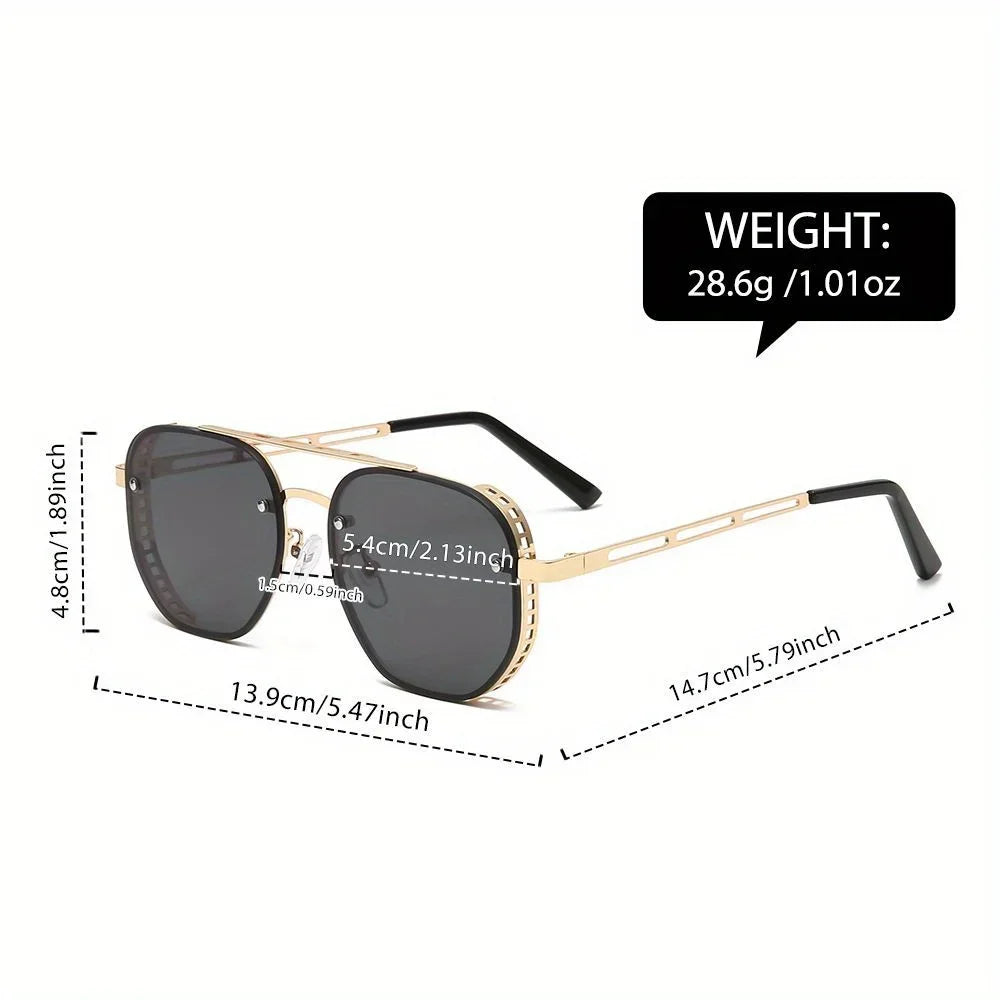Classic and fashionable double-beam metal sunglasses, high-end simple and versatile Sun Glasses for Man Women UV400 Goggle