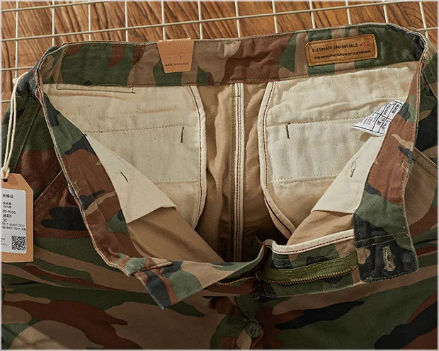Summer New Camouflage Workwear Shorts Loose Men's Fashion Brand American Retro Casual Multi-Pocket Shorts Polyester Fiber