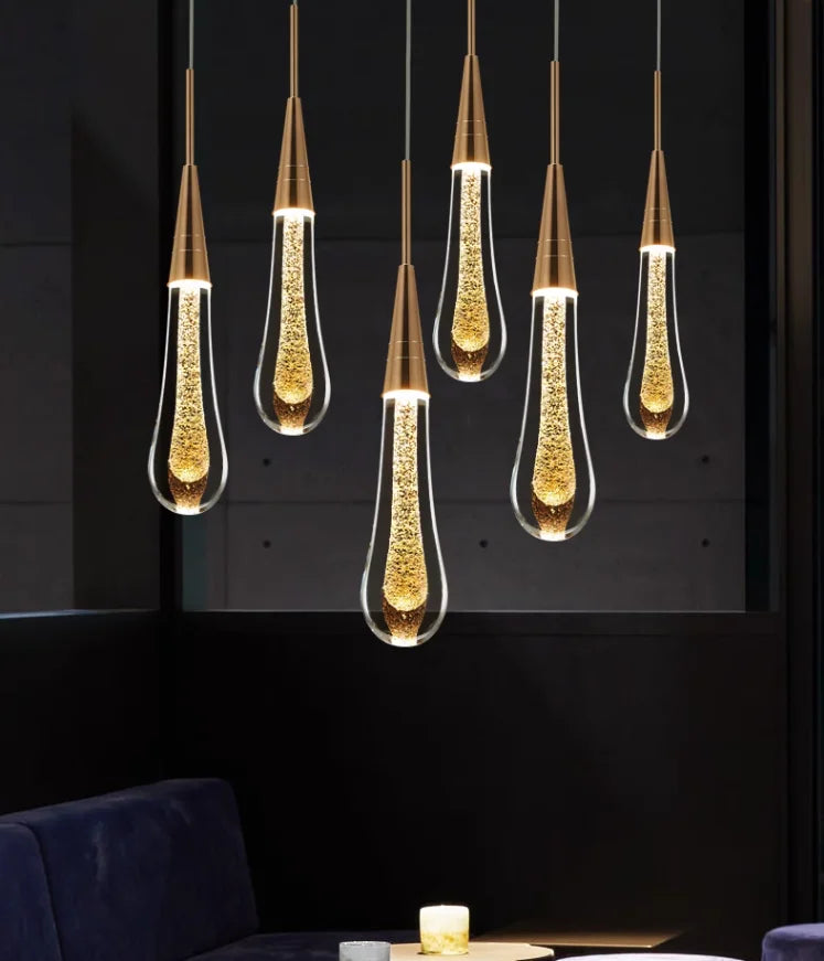 LED Pendant Lights Indoor Lighting Hanging Lamp Water Drop Bubble Crystall Bedroom Dining Room Decoration Pendente iluminação