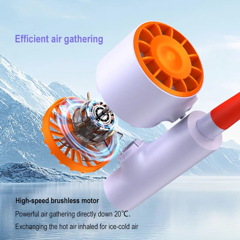 Hanging Neck Fan Type-C Charging 2400mAh Battery Portable Small Halter Turbine FanNo Noise Fan for Outdoor Travel Sport