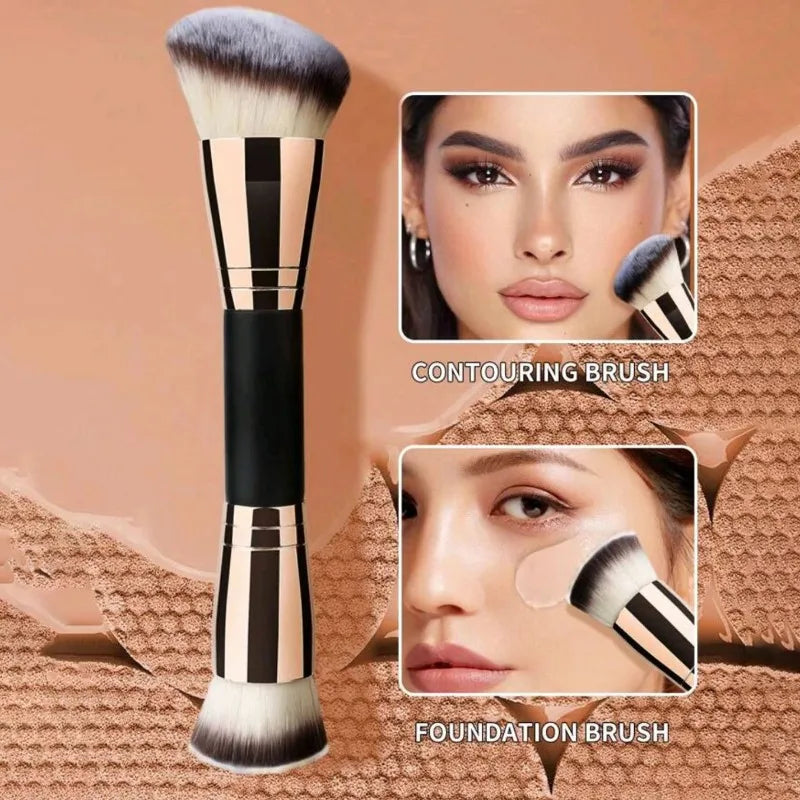 New Double-Ended Makeup Brush, Multi-Functional Foundation Contour Blush Powder Brush, Non-Absorbent High Grade Facial Makeup