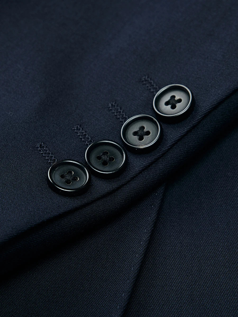 Men's 11% Wool Suit for Groom, Wedding & Business Casual Blazer Set, Premium Blue Formal Attire with Pants, Reusable for Office