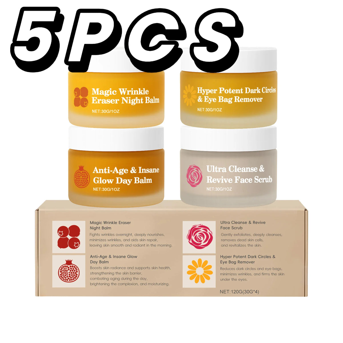 Korean 4in1 Day Night Facial Cream Set Remove Fine Line Shrink Pore Strengthen Firming Lasting Brighten Day Night Eye Care