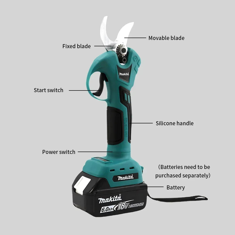 Makita 18V Garden Pruner Tool Professional Cordless Electrician Scissors Pruning Shears Cutter Wireless Drills Tools