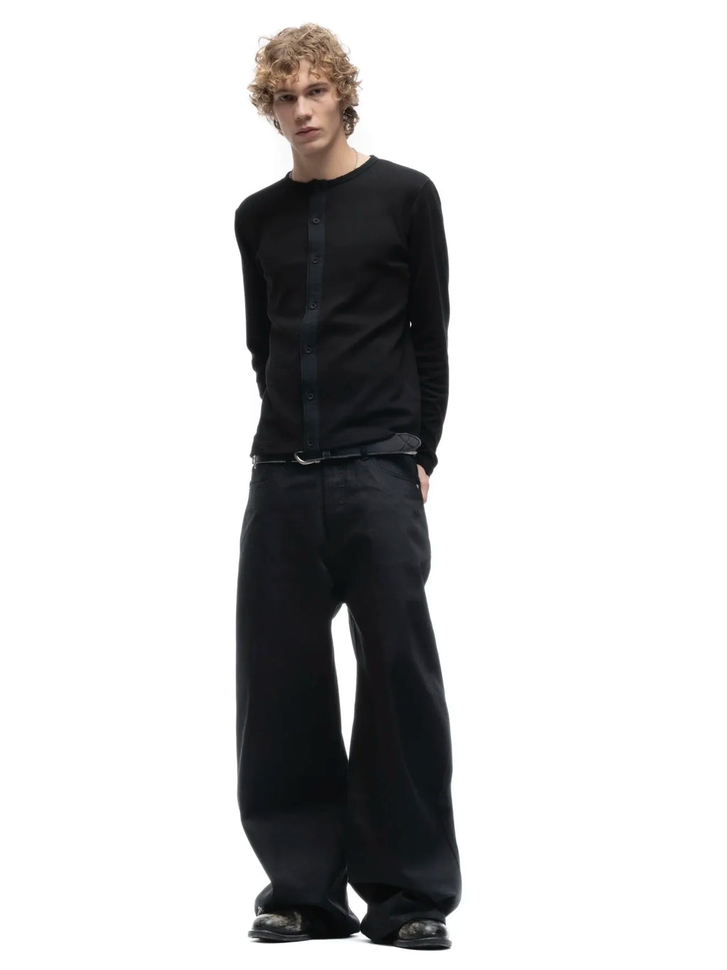 Black Raw Denim Jeans Baggy Pants Japanese Red Edge Raw Selvedge Fabric Straight Leg Men's Casual Trousers