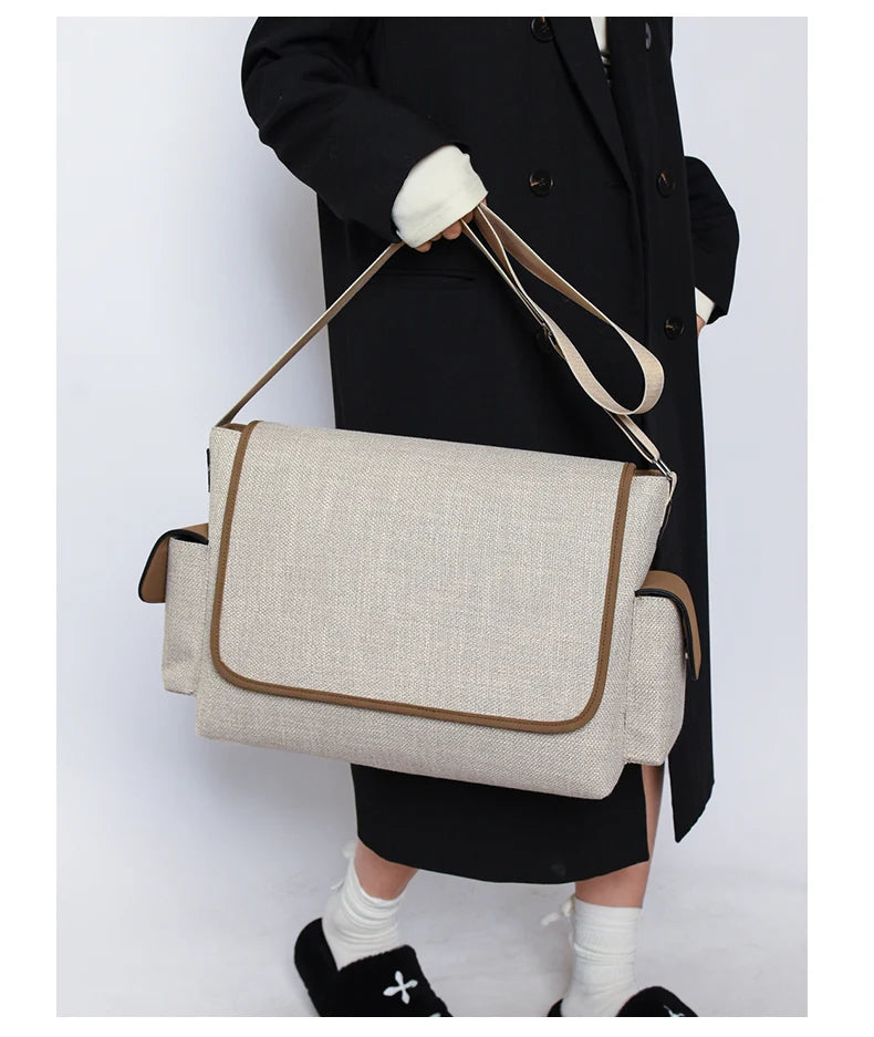 New Women's Large Capacity Canvas Shoulder Bag Casual Tote Handbag Trendy Messenger Bag for Everyday Use