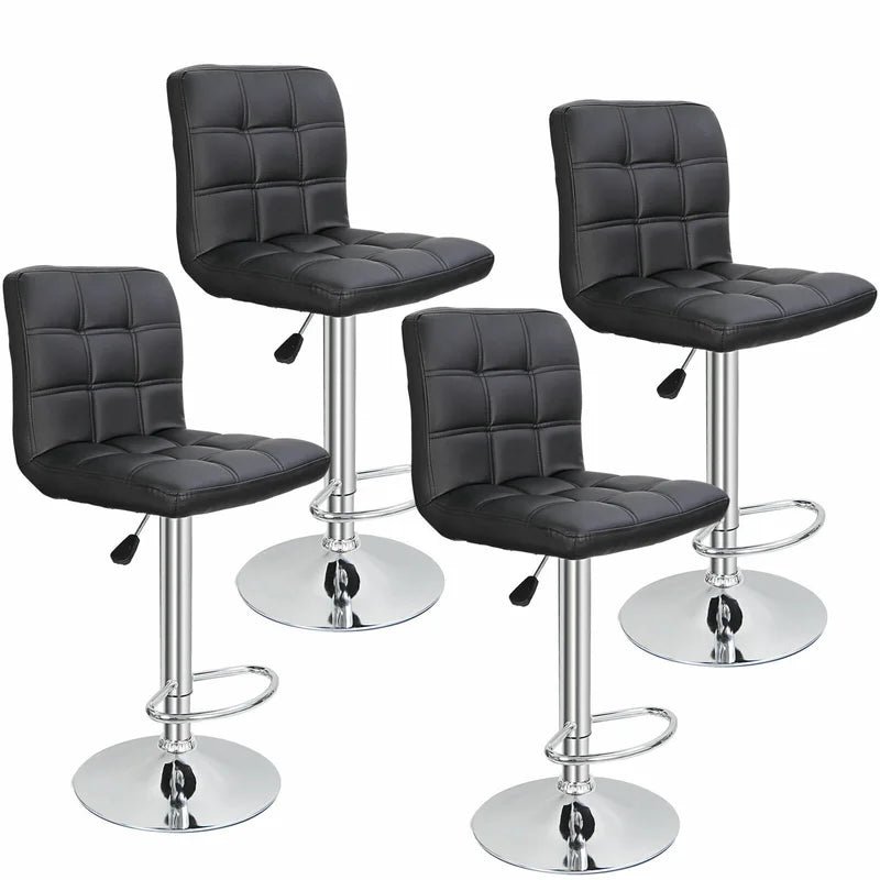 Bar Stools Set of 4 PU Leather Adjustable Swivel Barstools Kitchen Counter Stool
