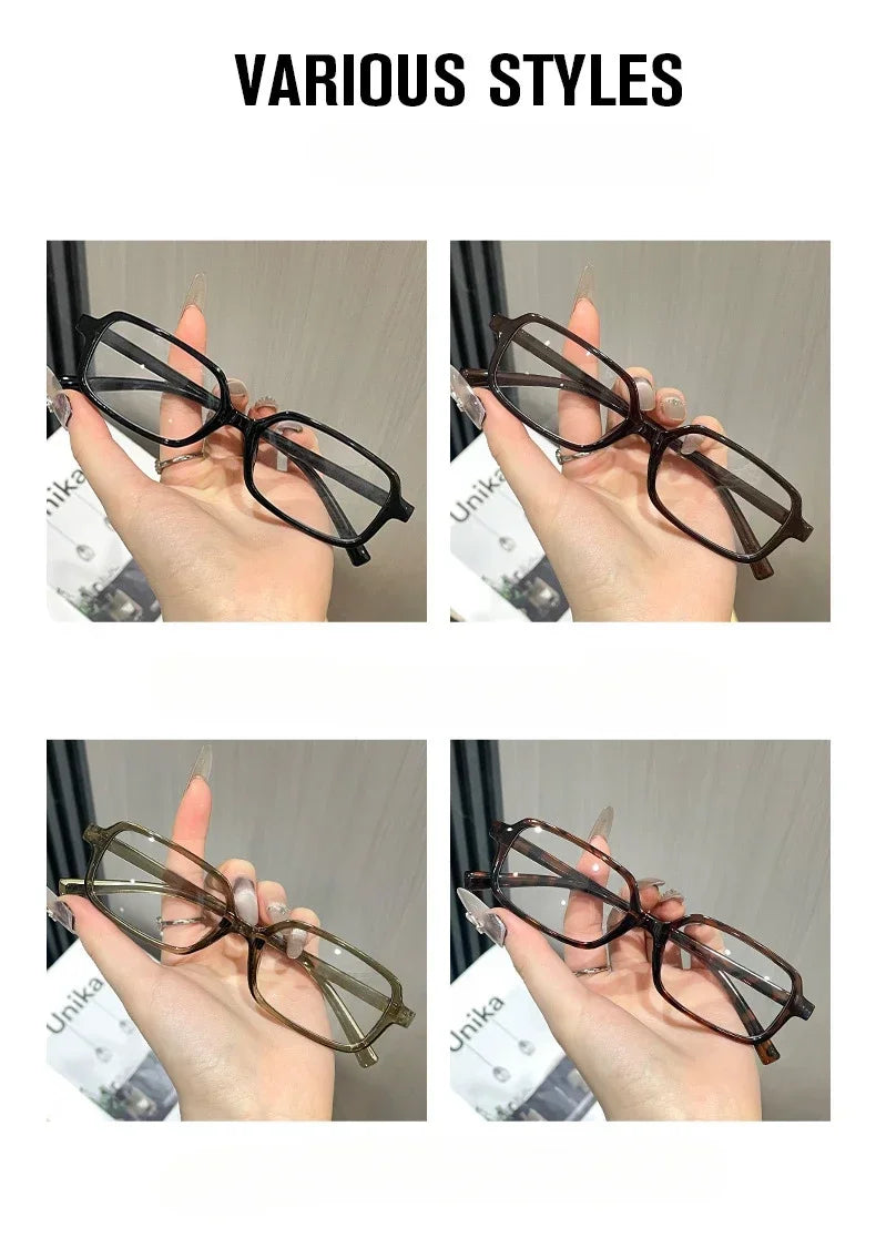 Black Square Small Frame Myopia Glasses Anti Radiation and Anti Blue Light Ultra Light Myopia Glasses Prescription 0 To -4.0