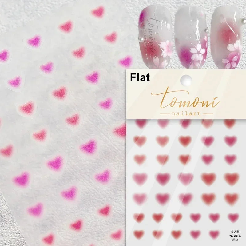 5D Gradient Love Gem Glitter Love Heart Colorful Cat's Eye Rhinestone Soft Self Adhesive Nail Art Stickers Shiny Manicure Decals