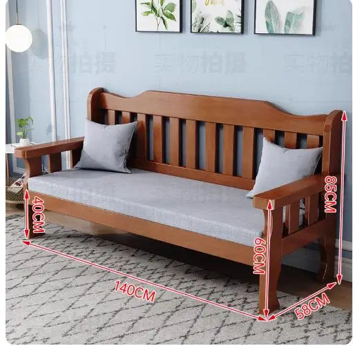 Solid wood bench combination sofa small apartment simple leisure living room retro balcony new Chinese style office wooden sofa