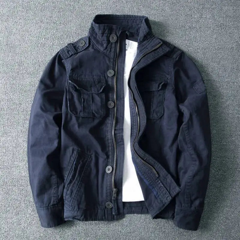 Men Camo Cargo Jacket Autumn Heavyweight Wash Cotton Windbreaker Jacket Military Camouflage Outdoor Sportswear Coat Multi Pocket