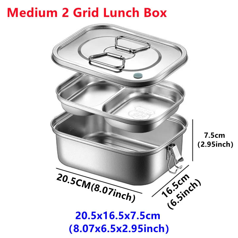 304 Stainless Steel Lunch Box Food Container Bento Box For Kids Adult Double Layer Large Capacity Tableware Food Storage Box