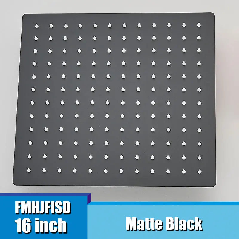 16 Inch Large Square Rain Shower Head Stainless Steel High Pressure Shower Head Polished Finish Ultrathin Bathroom Accessories