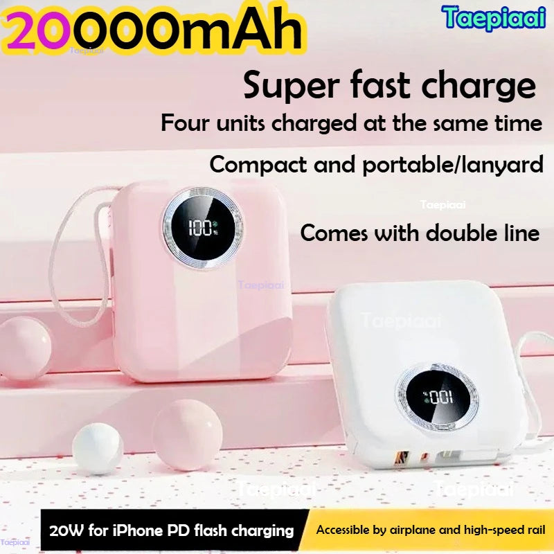 [Flame-Retardant Power Bank] PD20 22.5W 20000mAh Display Fast Portable Auxiliary Battery Type-C Lcd Capacity Indicator PowerBank