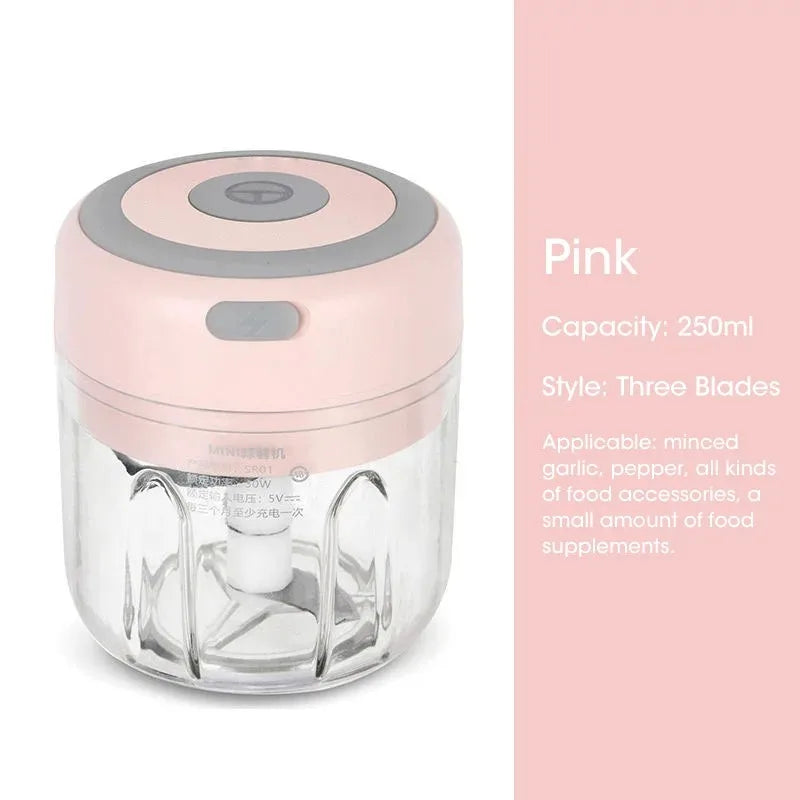 Electric Garlic Chopper 100/250ML Mini Portable Veggie Chopper Garlic Grinder Masher Onion Chopper Blender to Vegetable