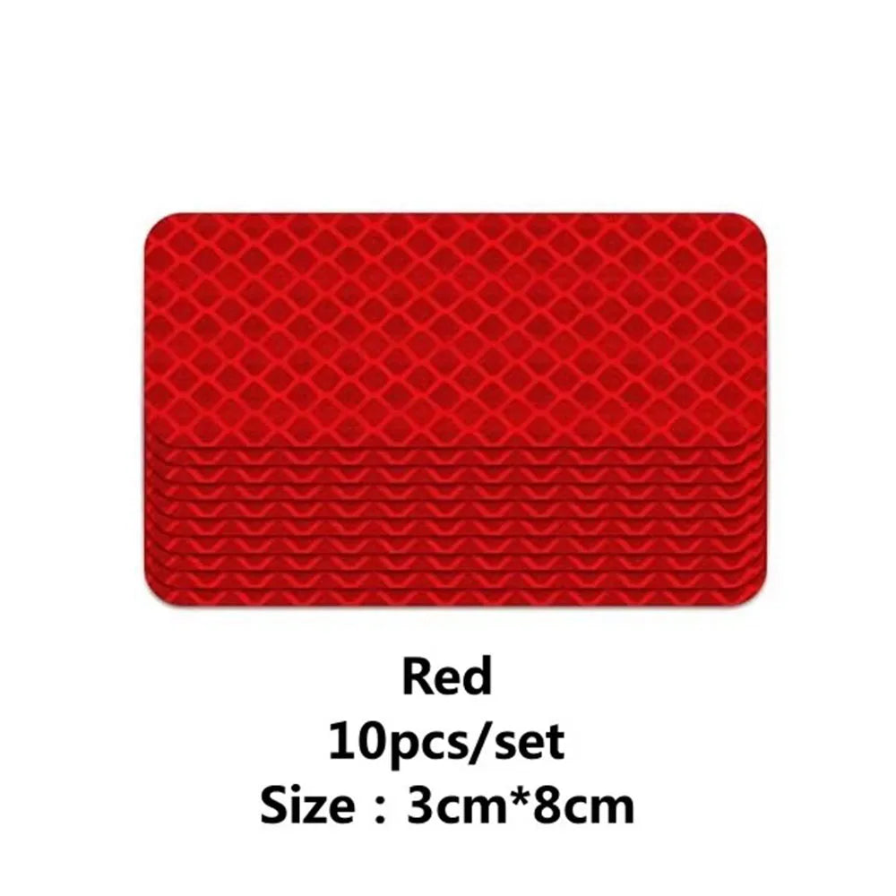 10pcs Car Bumper Reflective Stickers Reflective Warning Strip Tape Secure Reflector Stickers Decals Safety Warning