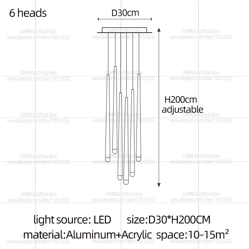 Modern LED Living Room Long Pendent Lamp Attic Light Indoor Lighting Villa Staircase Chandelier Dining Room Ceiling Lamp