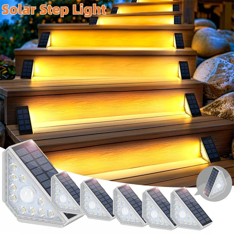 Solar Step Lights Outside 10 LEDs Solar Stair Lights Outdoor Waterproof Security Wall Motion Sensor Lamp For Garden Stair Patio
