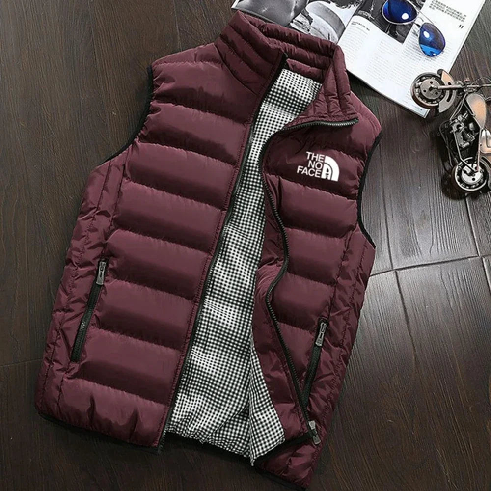 Autumn and winter zippered sleeveless jacket, warm vest coat, fashionable and versatile men's golf clothing