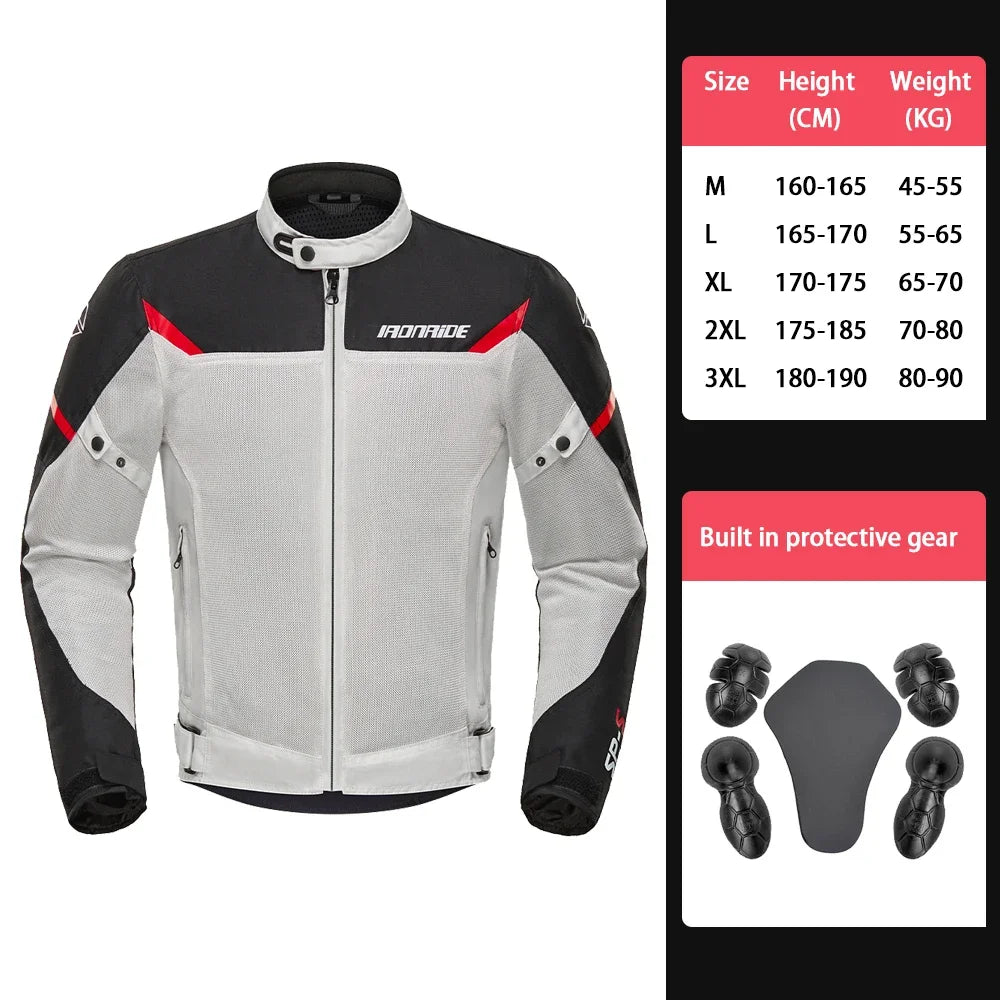 New Motorcycle Jackets Breathable Motorbike Riding Jackets Wear-Resistant Motocross Clothing Built-in Protective Gear
