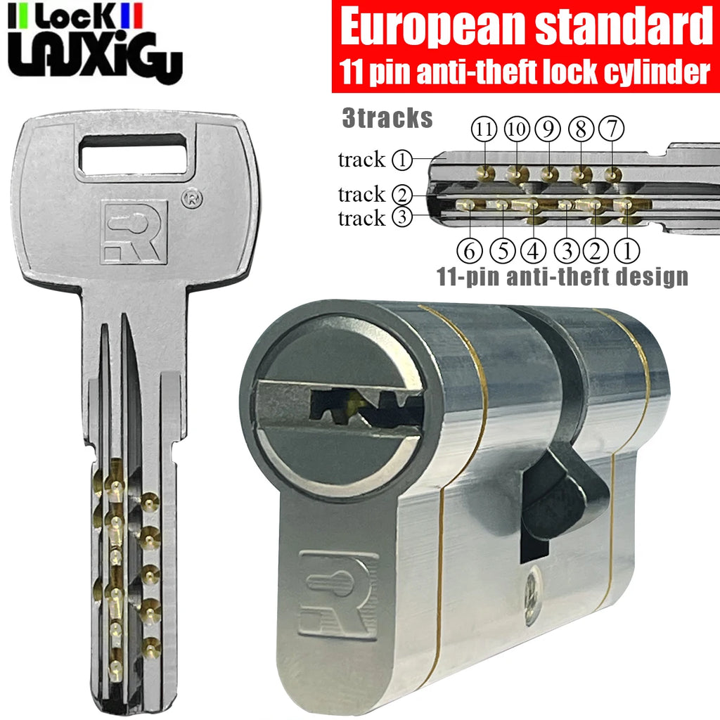 Customize the same key to open all cylinder doors European standard high quality Door lock 11-pin anti-theft lock cylinder