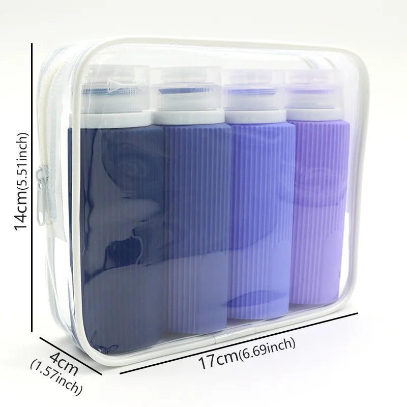 4pcs 100ML Silicone Travel Bottles Accessories Portable BPA Proof Squeezable Size Free Sets Leak Proof Travel Size Split Bottle