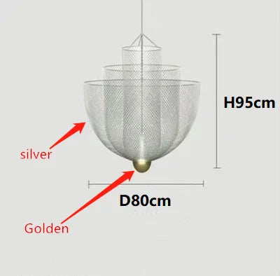 Modern Ceiling Chandeliers Dimmable LED Pendant Light Modern Design Metal Grid Meshmatics Dining Hanging Lamp Suspension Fixture