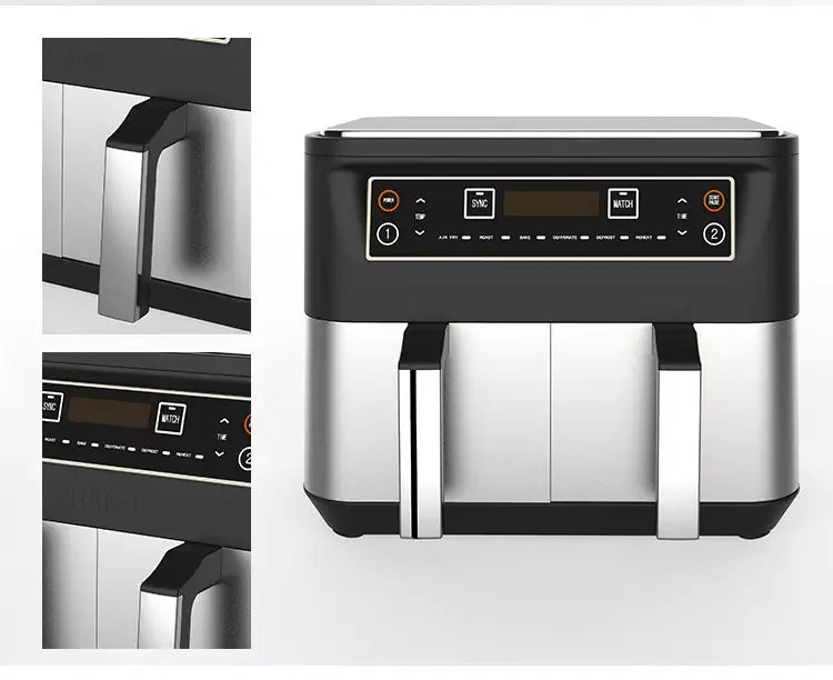 Intelligent Stainless Steel Digital Touch Display Double Basket Air Fryer