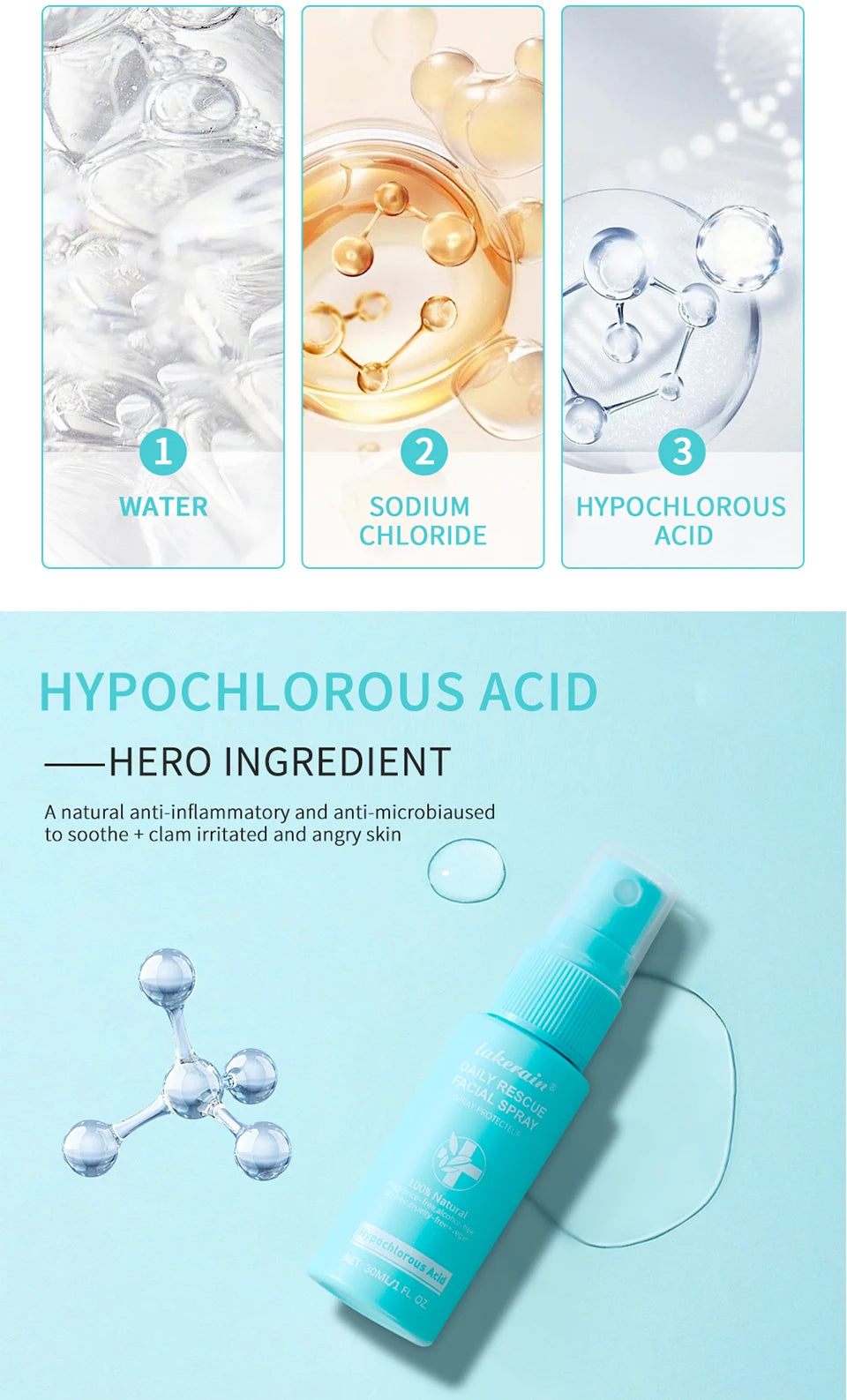 Calming Rescue Facial Spray For Sensitive Skin Hypochlorous Acid Spray Helps Reduce Redness Breakouts Soothing Balancing Spray