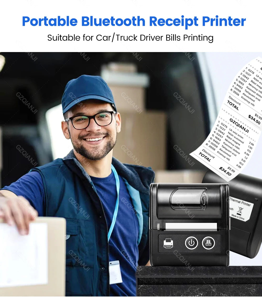 Mini Bluetooth Thermal Printer Wireless Protable 58mm Receipt Bill POS Printer Loyverse POS Free App on Android Small Business