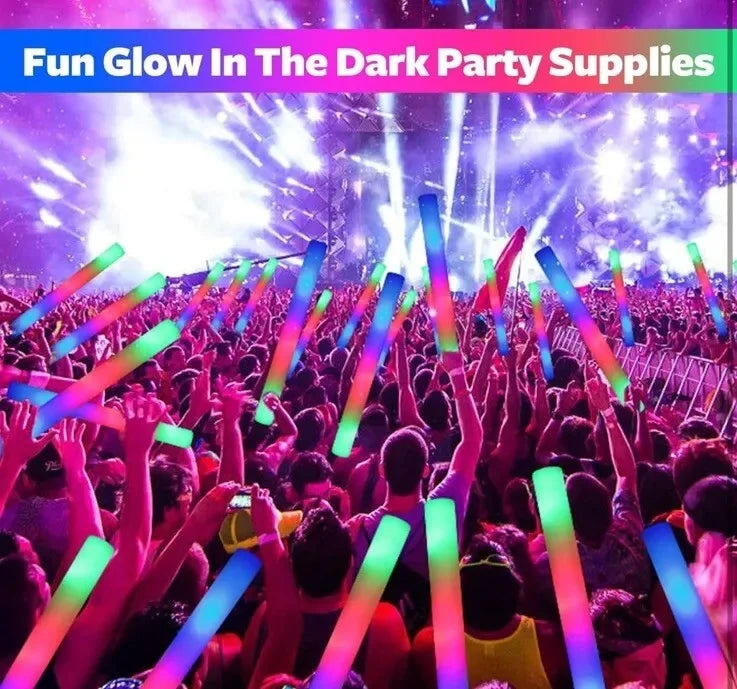 Glow Sticks Bulk 100Pack LED Light Up Foam Sticks 3 Modes Color Flashing,Glow Party Supplies for Wedding Birthday Concert
