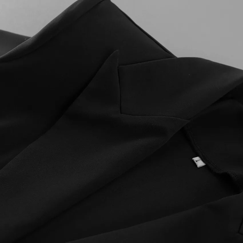 BKLD 2026 Autumn New Sexy V-Neck Lace Patchwork Black Dress Elegant Temperament Long Sleeve Blazer Short Dresses Women Clothing