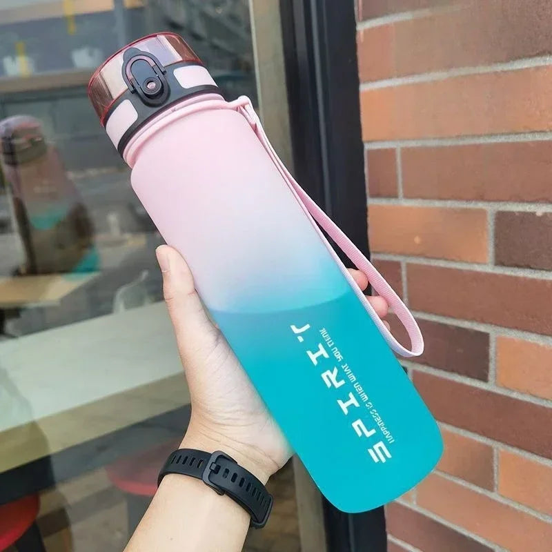 500ml/650ml/1000ml Sports Water Bottle Leak Proof Colorful Plastic Cup Drinking for Outdoor Travel Portable Gym Fitness Jugs