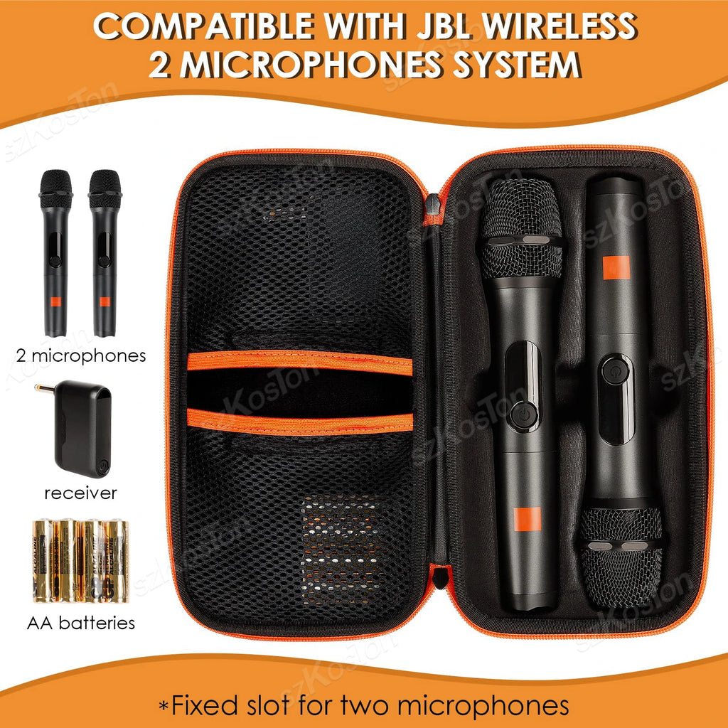 Wireless Microphone Carrying Case Compatible with JBL PartyBox Wireless 2 Mic System Portable Storage Bag for Karaoke Microphone