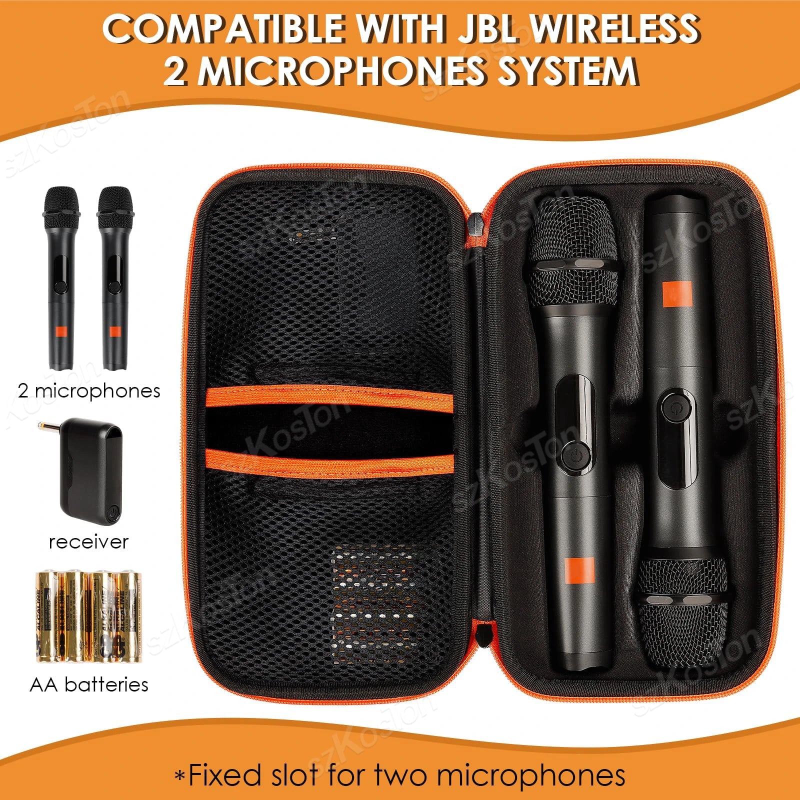 Wireless Microphone Carrying Case Compatible with JBL PartyBox Wireless 2 Mic System Portable Storage Bag for Karaoke Microphone