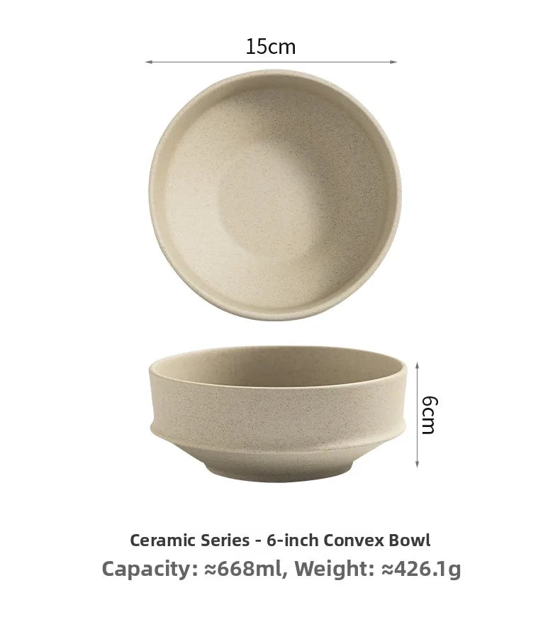Retro Thick Earthenware Bowl Ceramic Rice Bowl Creative Small Dish Bowl Irregular Plate Dish Commercial Dining Utensils