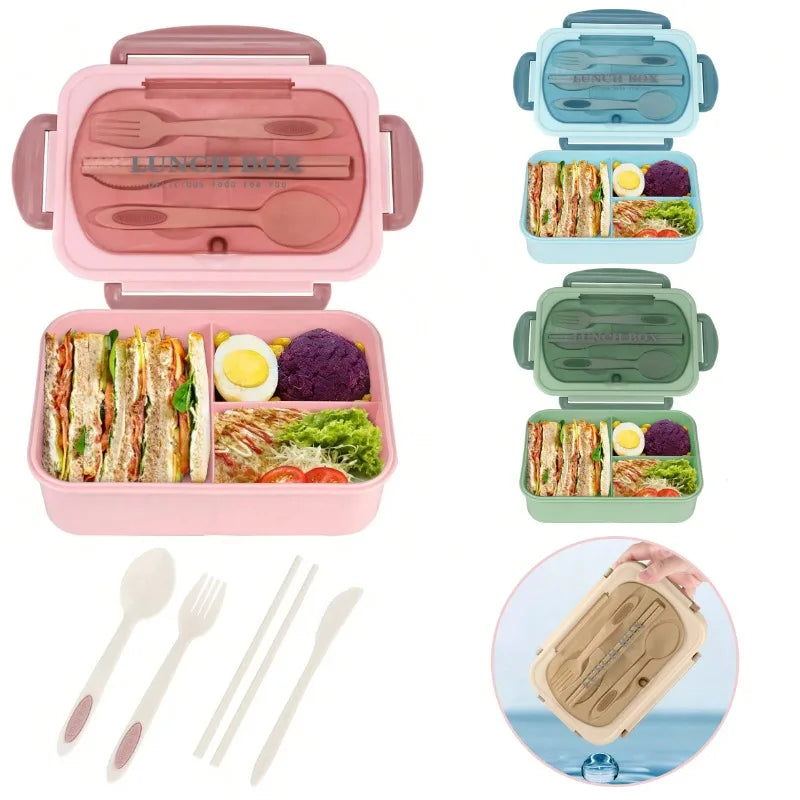 3pcs/1pc Bento Box Adult Lunch Box, Containers For Adults Men Women With 3 Compartments, Lunchable Food Container Back To School