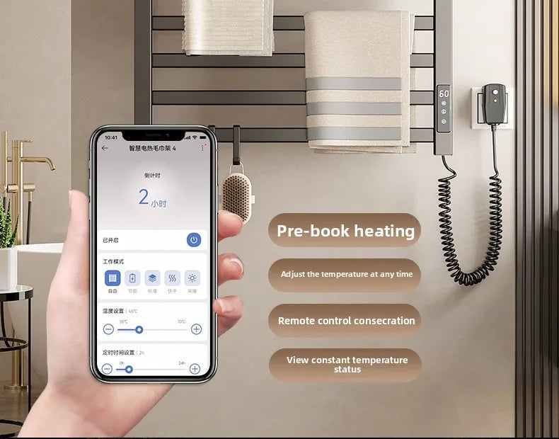 4-layer Intelligent Electric Heated Towel Rack Dryer With Fast Sterilization And Wall Mounted  No drilling required