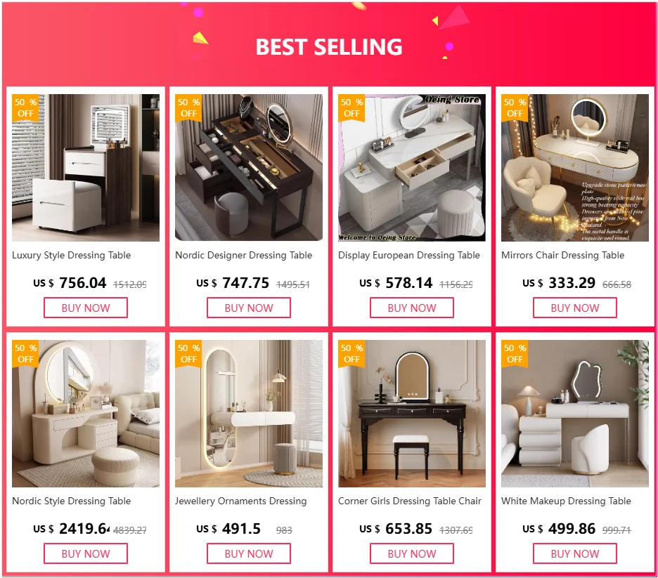 Modern Mirror Lights Stool Vanity Table Europe Set Women Kids Dressing Table Bedroom Organizer Luxury Tocador Mueble Furniture