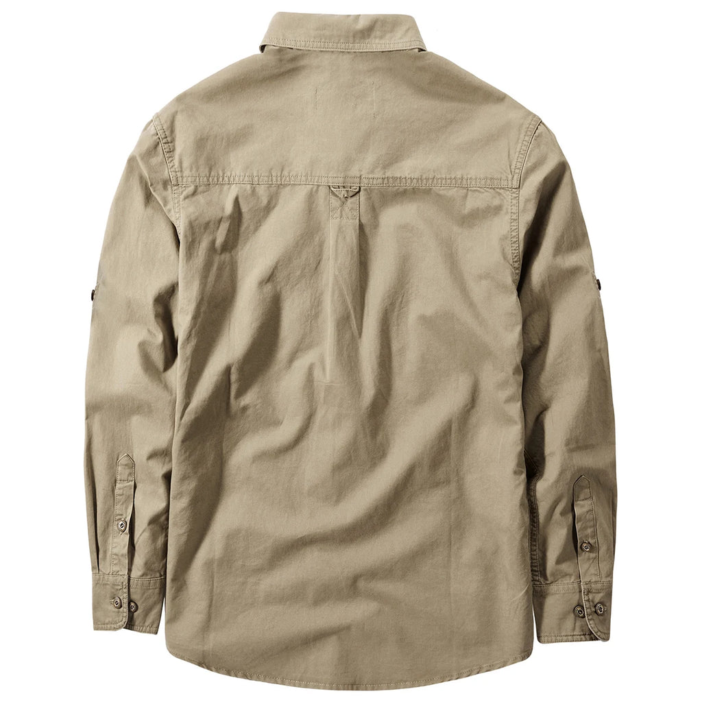 Brand Cotton Shirt Men's Spring Casual Cargo Shirts Male Long Sleeves Shirts Camiseta Masculina Plus Size 5XL 6XL