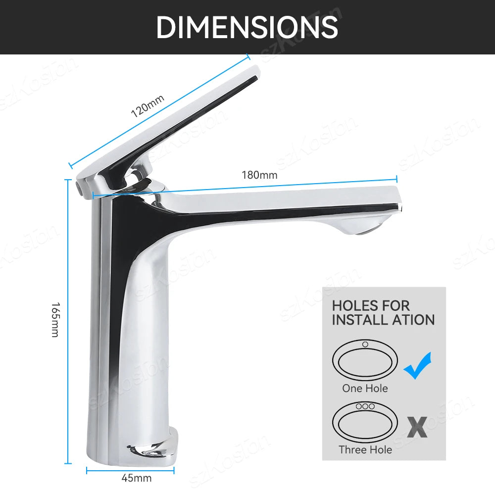 Brass Core Modern Bathroom Sink Faucet Single Handle Deck Mounted Wash Basin Water Tap Hot And Cold Mixer