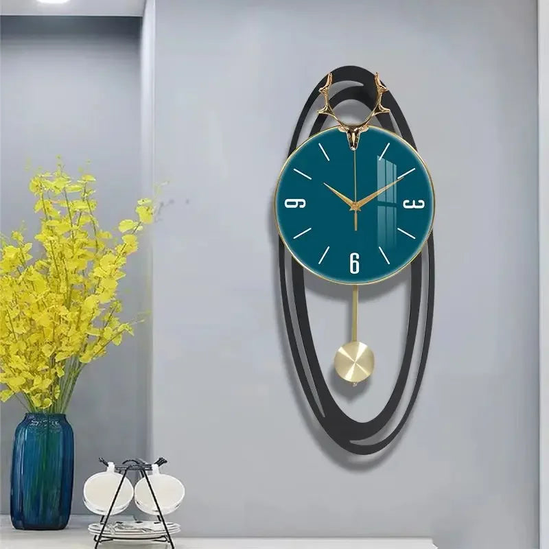 Creative trend home fashion wall hanging clock Modern simple light luxury living room atmosphere hanging clock wall decoration